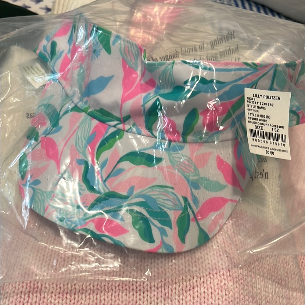 Lilly Pulitzer Pink and Green Leaf  Visor